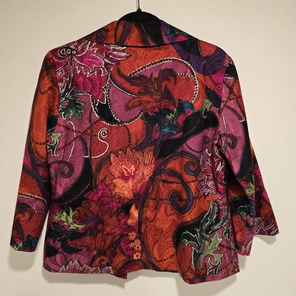 Chicos Silk Blend Open Front Jacket Blazer Sz 1 Womens Office Work Classic Color - Picture 8 of 11